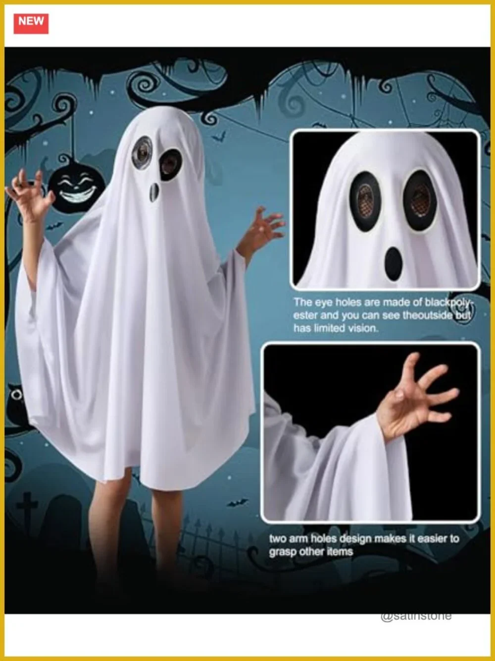 Kids Ghost Costume Cloak Halloween Cosplay Glow in Dark Toddler Boy Girl